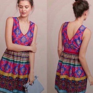 COPY - New Anthropologie PAYAL JAIN FRANCESCA DRESS 12 Fit Flare multicolor V N…
